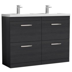 Nuie Athena Black 1200mm Floor Standing 4 Drawer Vanity Unit