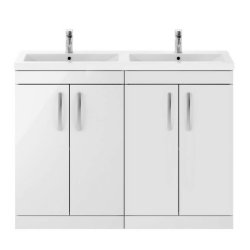 Nuie Athena White 1200mm Floor Standing 4 Door Vanity Unit