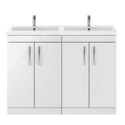 Nuie Athena White 1200mm Floor Standing 4 Door Vanity Unit