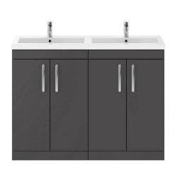 Nuie Athena Grey 1200mm Floor Standing 4 Door Vanity Unit