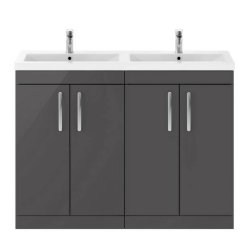 Nuie Athena Grey 1200mm Floor Standing 4 Door Vanity Unit