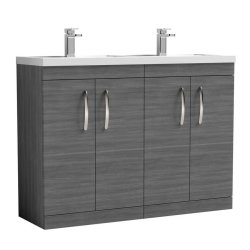 Nuie Athena Anthracite 1200mm Floor Standing 4 Door Vanity Unit