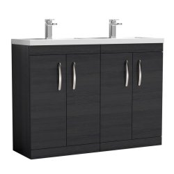 Nuie Athena Black 1200mm Floor Standing 4 Door Vanity Unit