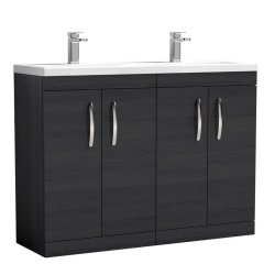 Nuie Athena Black 1200mm Floor Standing 4 Door Vanity Unit