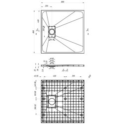 Veloce Uno 800mm Grey Square Shower Tray