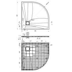 Veloce Duo 900mm Grey Quadrant Shower Tray