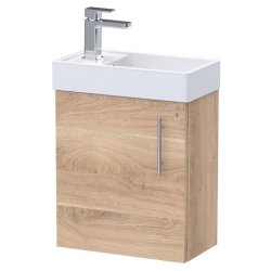 Nuie Vault Bleached Oak 400mm Compact Wall Hung 1 Door Vanity Unit