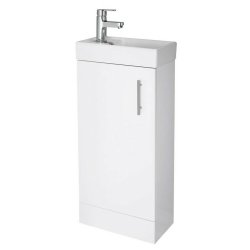 Nuie Vault White 400mm Compact Floor Standing 1 Door Vanity Unit