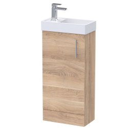 Nuie Vault Bleached Oak 400mm Compact Floor Standing 1 Door Vanity Unit