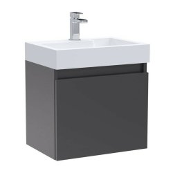 Nuie Merit Grey 500mm Wall Hung 1 Drawer Vanity Unit