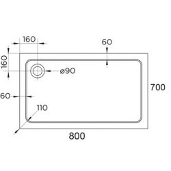 Arley Hydro45 800 x 700mm White Rectangular Shower Tray 