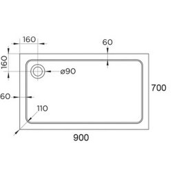 Arley Hydro45 900 x 700mm White Rectangular Shower Tray 