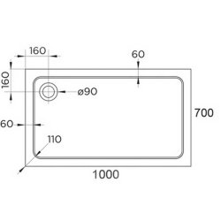 Arley Hydro45 1000 x 700mm White Rectangular Shower Tray 