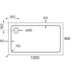 Arley Hydro45 1000 x 900mm White Rectangular Shower Tray