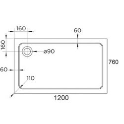 Arley Hydro45 1200 x 760mm White Rectangular Shower Tray 