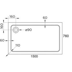 Arley Hydro45 1500 x 760mm White Rectangular Shower Tray