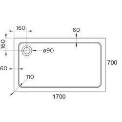 Arley Hydro45 1700 x 700mm White Rectangular Shower Tray