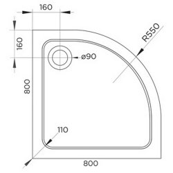 Arley Hydro45 800mm White Quadrant Shower Tray