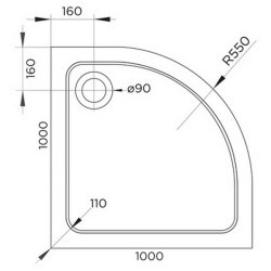 Arley Hydro45 1000mm White Quadrant Shower Tray