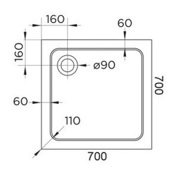 Arley Hydro45 700mm White Square Shower Tray