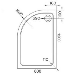 Arley Hydro45 1200 x 800mm White LH Offset Quadrant Shower Tray