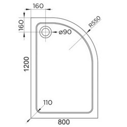 Arley Hydro45 1200 x 800mm White RH Offset Quadrant Shower Tray