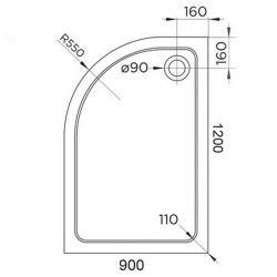 Arley Hydro45 1200 x 900mm White LH Offset Quadrant Shower Tray