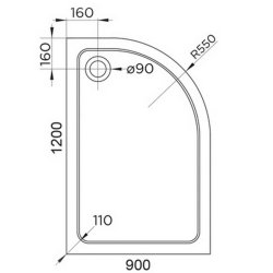 Arley Hydro45 1200 x 900mm White RH Offset Quadrant Shower Tray