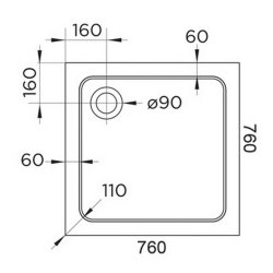 Arley Hydro45 760mm White Square Shower Tray