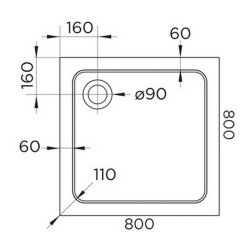 Arley Hydro45 800mm White Square Shower Tray