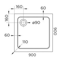 Arley Hydro45 900mm White Square Shower Tray