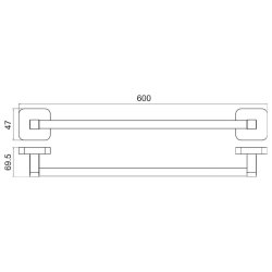 Trisen 600mm Chrome Single Towel Bar