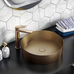 Trisen Roveri Brushed Brass Tall Basin Mixer