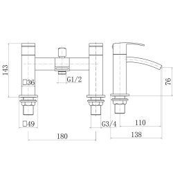 Trisen Mijas Black Bath Shower Mixer