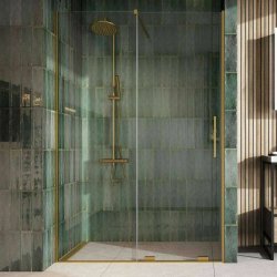 Scudo S8 Momentum 1000mm Sliding Wetroom Panel Brushed Brass