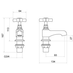 Trisen Wisley Chrome Bath Taps