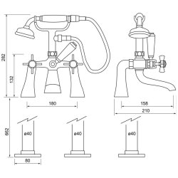 Trisen Wisley Chrome Floor Mounted Bath Shower Mixer