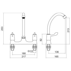 Trisen Chrome Lever Deck Kitchen Mixer Tap