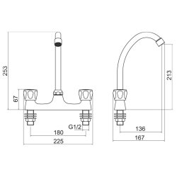 Trisen Chrome Club Deck Kitchen Mixer Tap