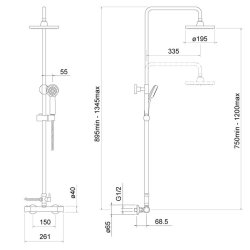 Trisen Harik 2 Black Round Exposed Thermostatic Shower