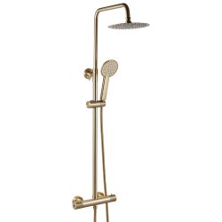 Trisen Verdura Brushed Brass Rigid Riser Thermostatic Mixer Shower