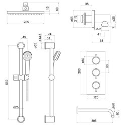 Trisen Nalor Chrome Concealed Thermostatic Shower Set