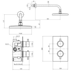 Trisen Curc Black Concealed Thermostatic Shower Set