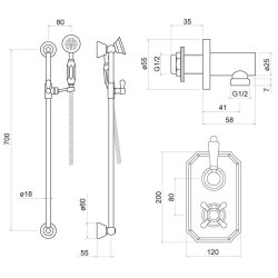 Trisen Sterma Chrome Traditional Concealed Thermostatic Shower Set