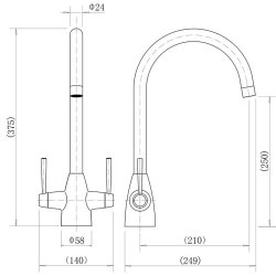 Trisen Roune Brushed Gold Two Handle Kitchen Mixer