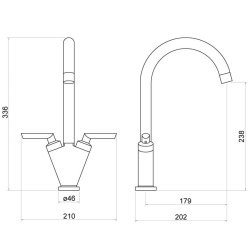 Trisen Starn Brushed Nickel Two Handle Kitchen Sink Mixer