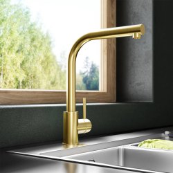 Trisen Era Brushed Gold Pull Out Single Lever Kitchen Mixer