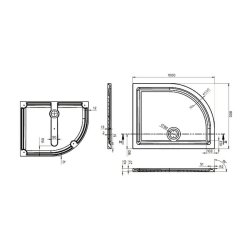 Essential Spring 1000 x 800mm White RH Offset Quadrant Anti-Slip Shower Tray 