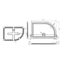 Essential Spring 1200 x 800mm White RH Offset Quadrant Anti-Slip Shower Tray 