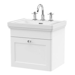 Nuie Classique White 500mm Wall Hung 1 Drawer Vanity Unit